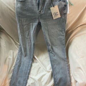 Cosmic Blue Love Arielle Skinny Scissor Hem  27 petite